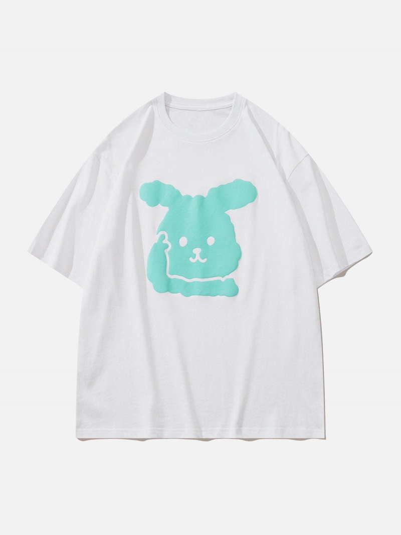 T Shirts Aelfric Eden Foam Rabbit Print Tee Noir | YEK-08909633